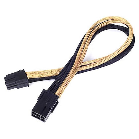 Silverstone 6 Pin 250 mm Power Cable Extender - Black with Gold PP07-IDE6BG